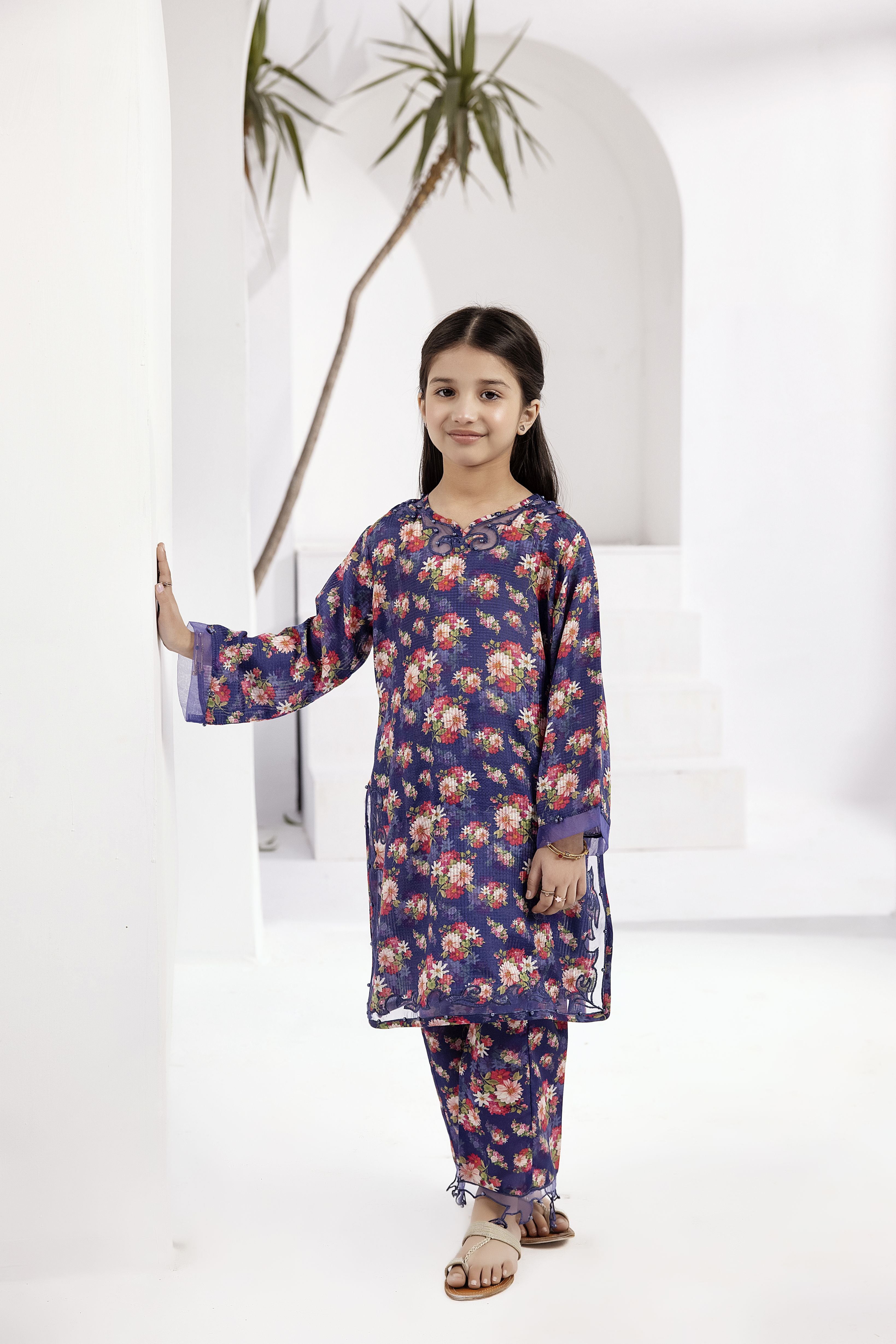 2pc Cotton Jacquard Co-Ord by Mona For Girls GMC3