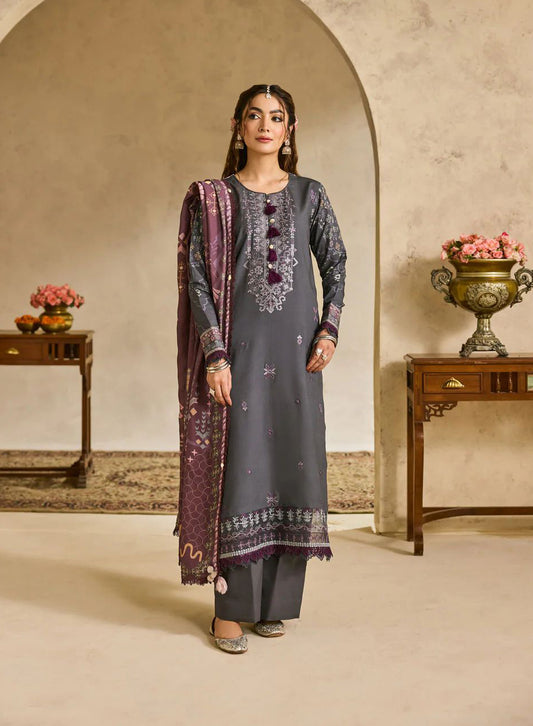 Linen by Florent – 3pcEmbroidered Winter Suit with Shawl NAF14