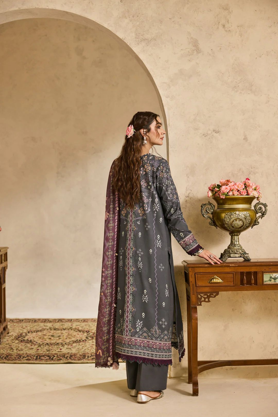 Linen by Florent – 3pcEmbroidered Winter Suit with Shawl NAF14