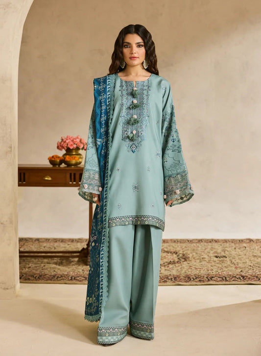 Linen by Florent – 3pc Embroidered Winter Suit with Shawl NAF13