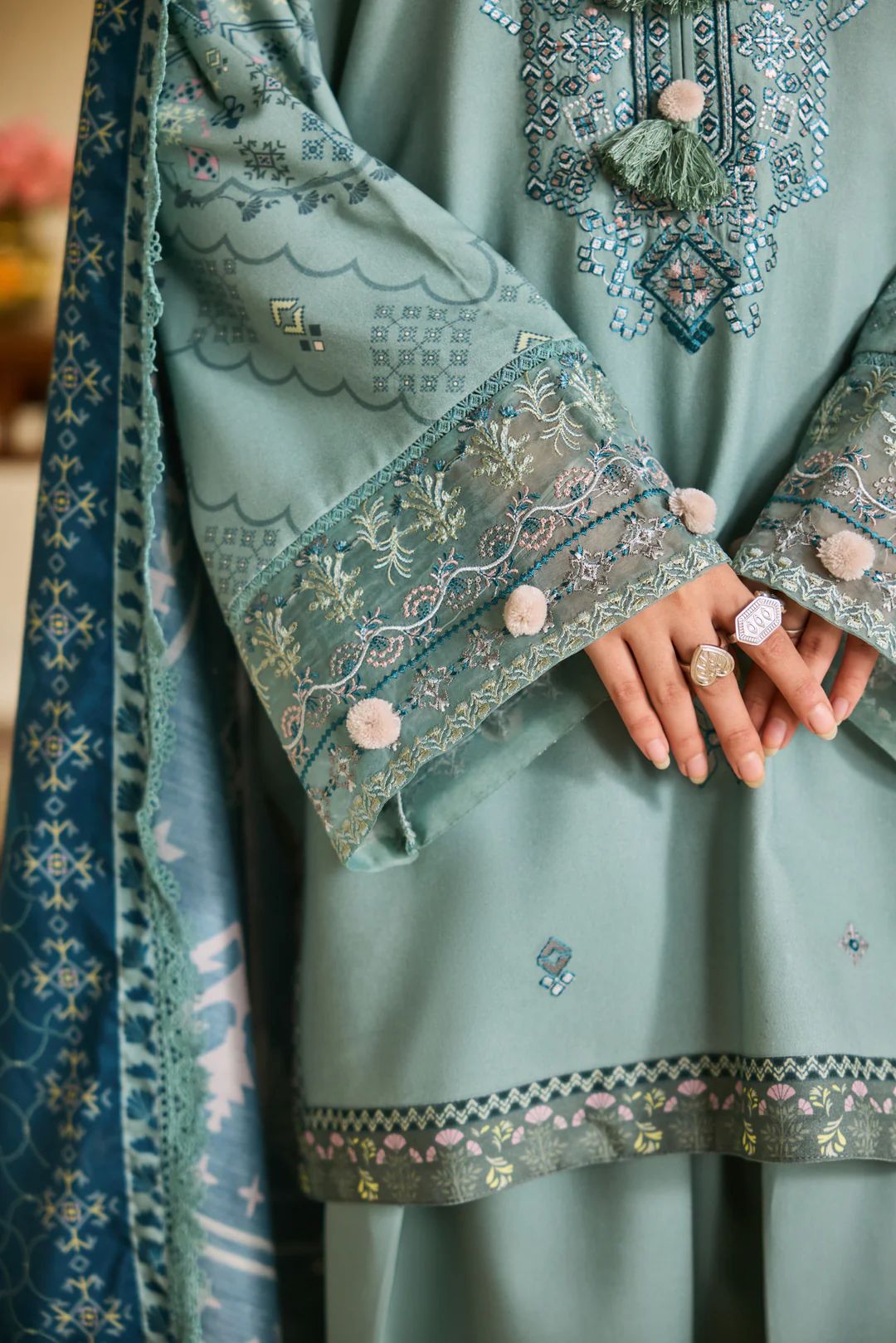 Linen by Florent – 3pc Embroidered Winter Suit with Shawl NAF13