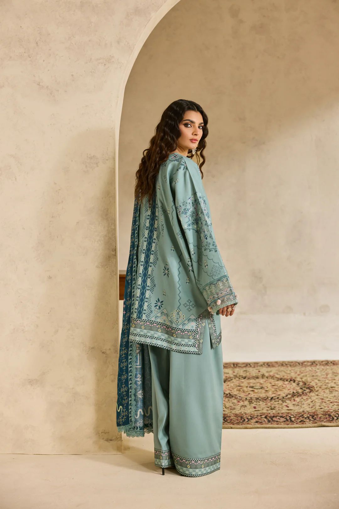 Linen by Florent – 3pc Embroidered Winter Suit with Shawl NAF13