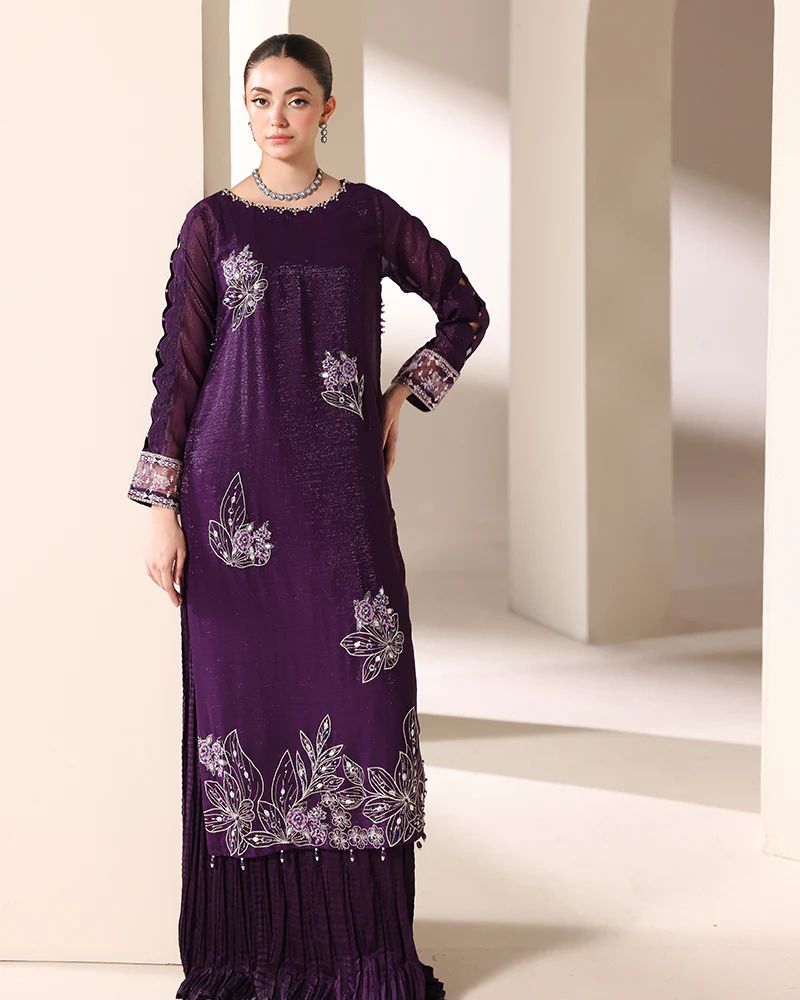 Starstruck by Ain – Plum Zari Chiffon 2pc Semi Formal Dress SBA3