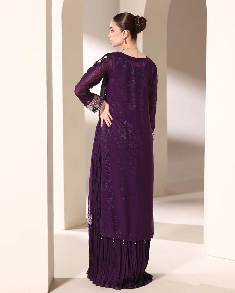 Starstruck by Ain – Plum Zari Chiffon 2pc Semi Formal Dress SBA3