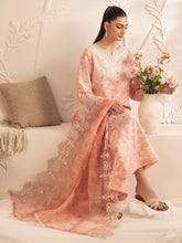 Muse04 – Peach Bloom | 3pc Silk Lawn Printed & Embroidered Suit with Organza Dupatta by Mohagni