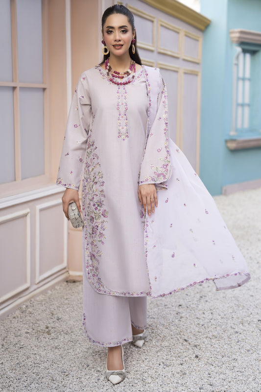 Khushi by Silver Lilac – 3pc Embroidered Cotton Ready to Wear Suit KBS7