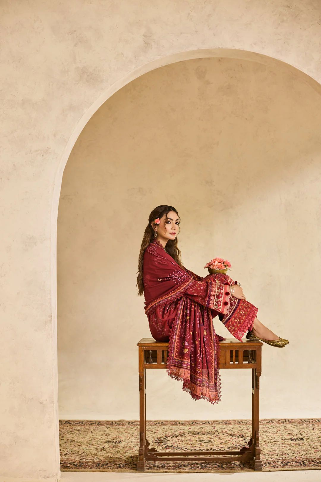 Linen by Florent – 3pc Embroidered Winter Long Dress with Shawl NAF12