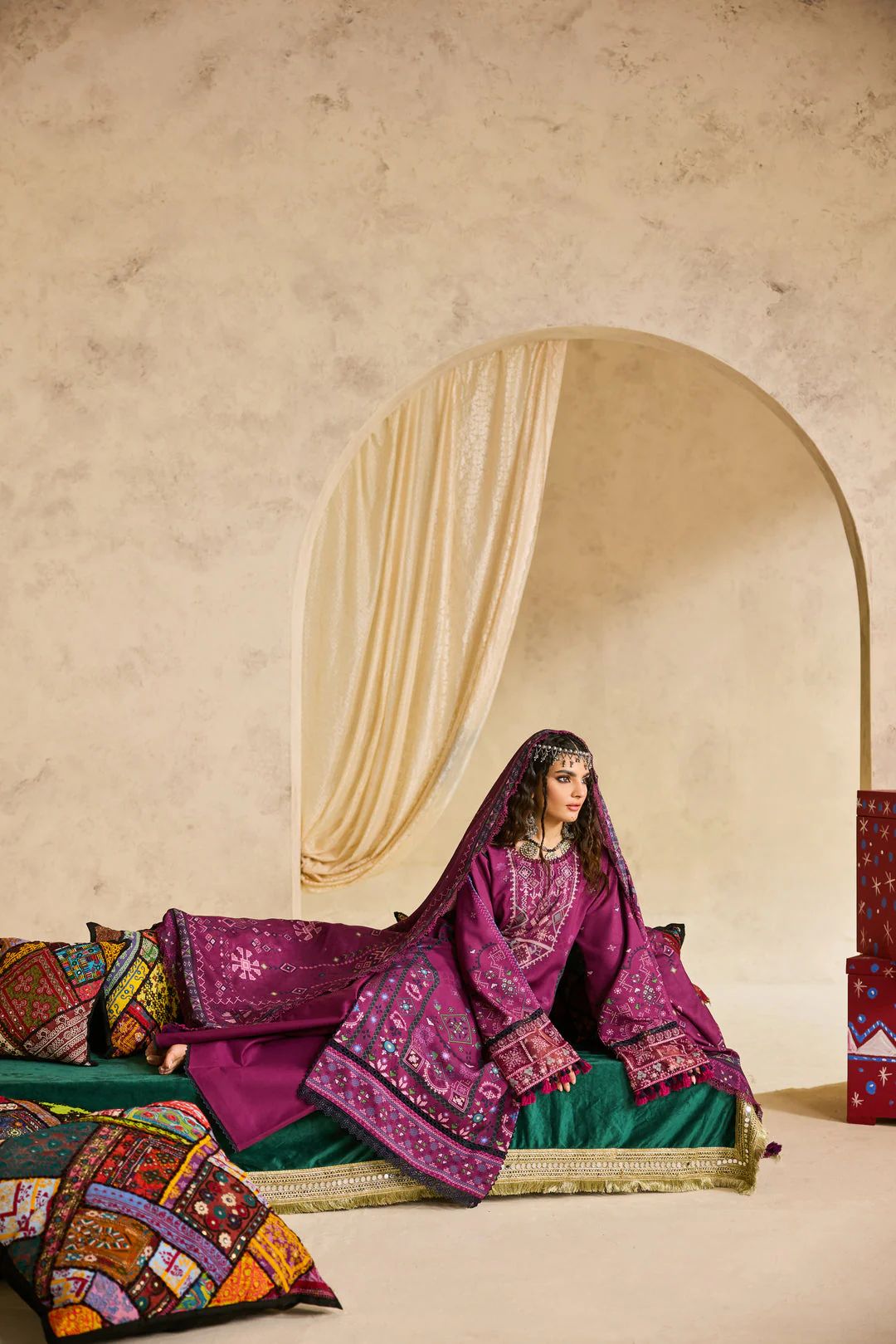 Linen by Florent – 3pc Embroidered Winter Suit with Shawl NAF11