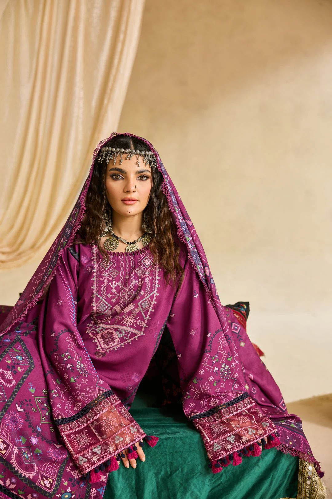 Linen by Florent – 3pc Embroidered Winter Suit with Shawl NAF11