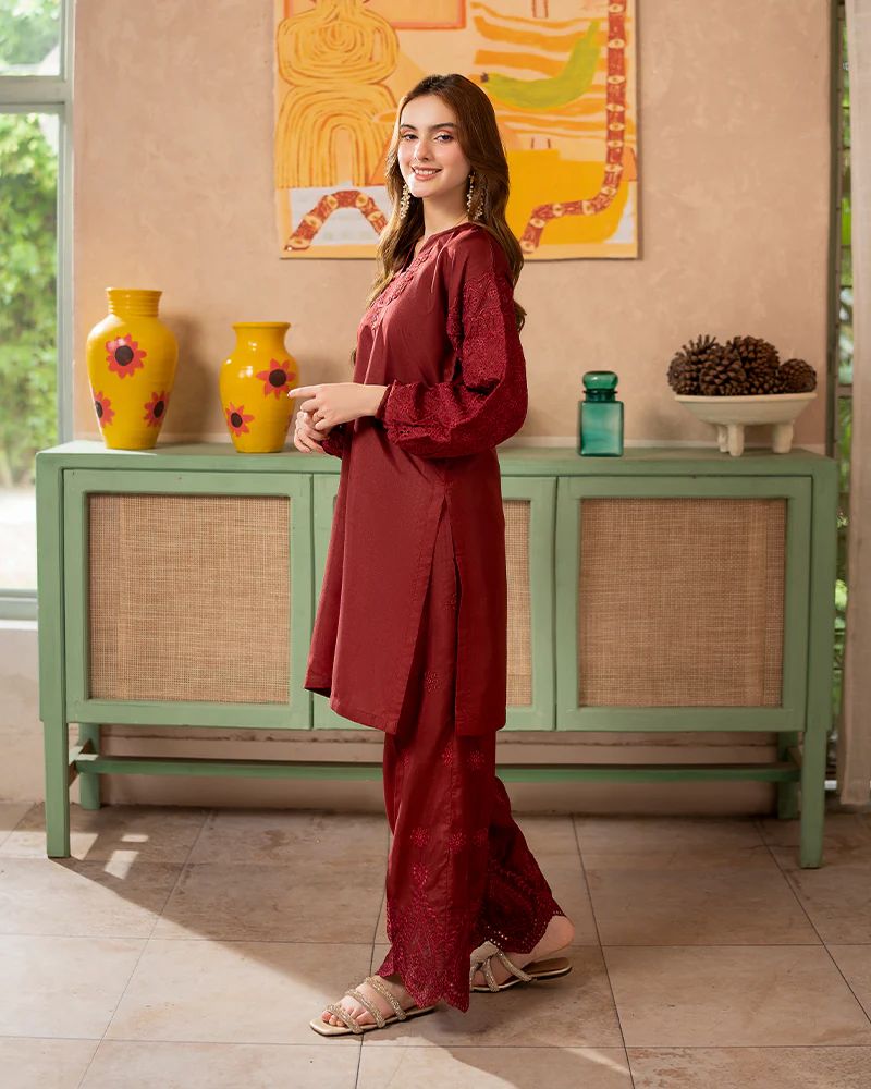 Day to Night by Mona – Raw Silk Chikankari 2pc Co-ord Set DNM3