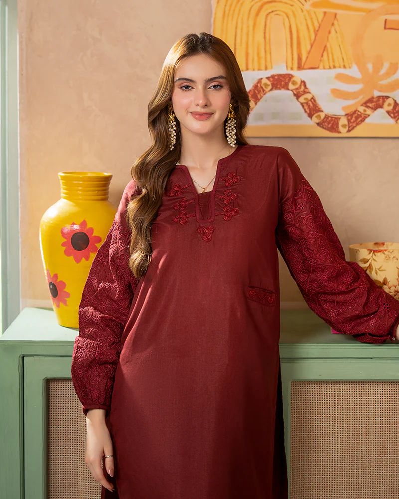 Day to Night by Mona – Raw Silk Chikankari 2pc Co-ord Set DNM3