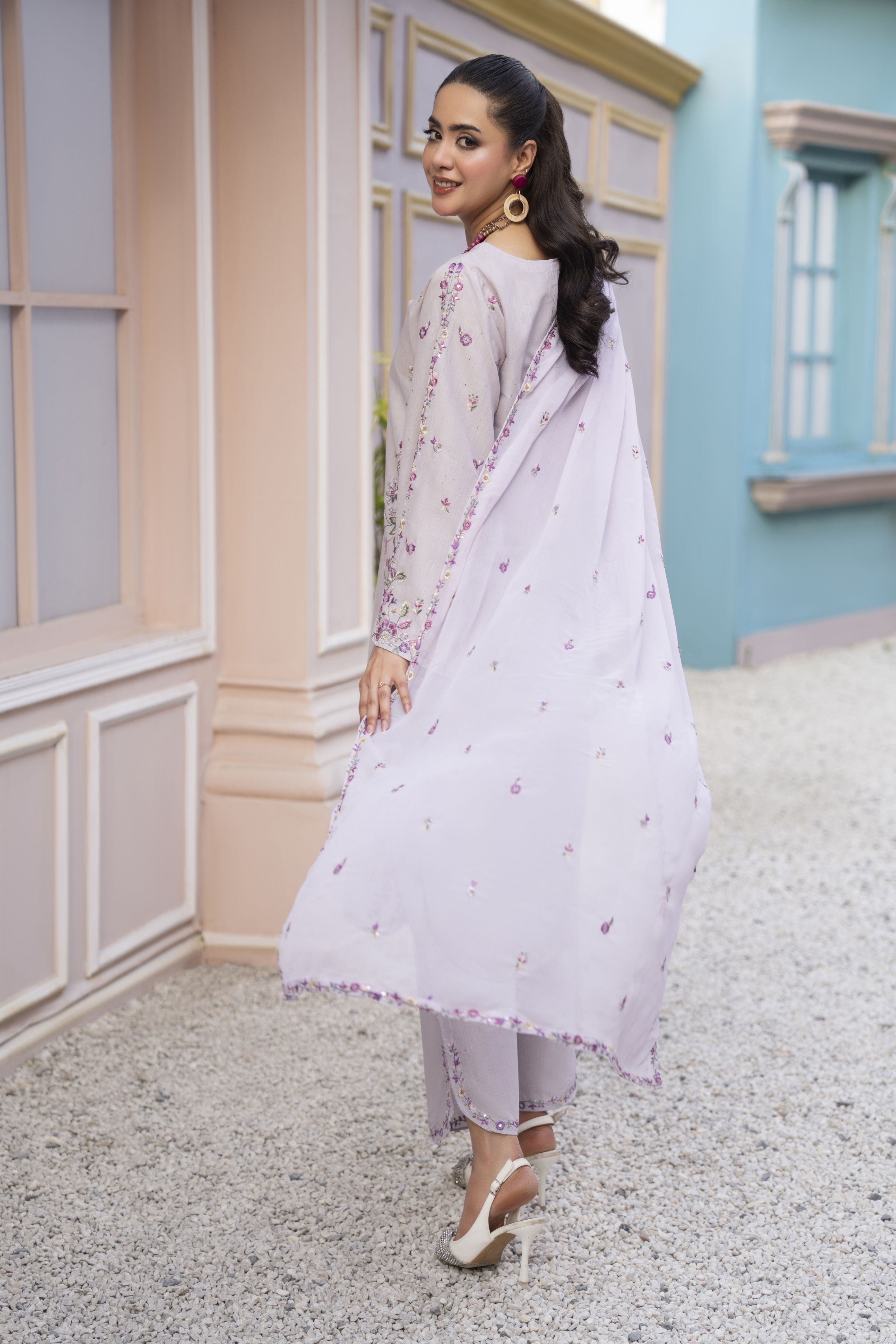Khushi by Silver Lilac – 3pc Embroidered Cotton Ready to Wear Suit KBS7