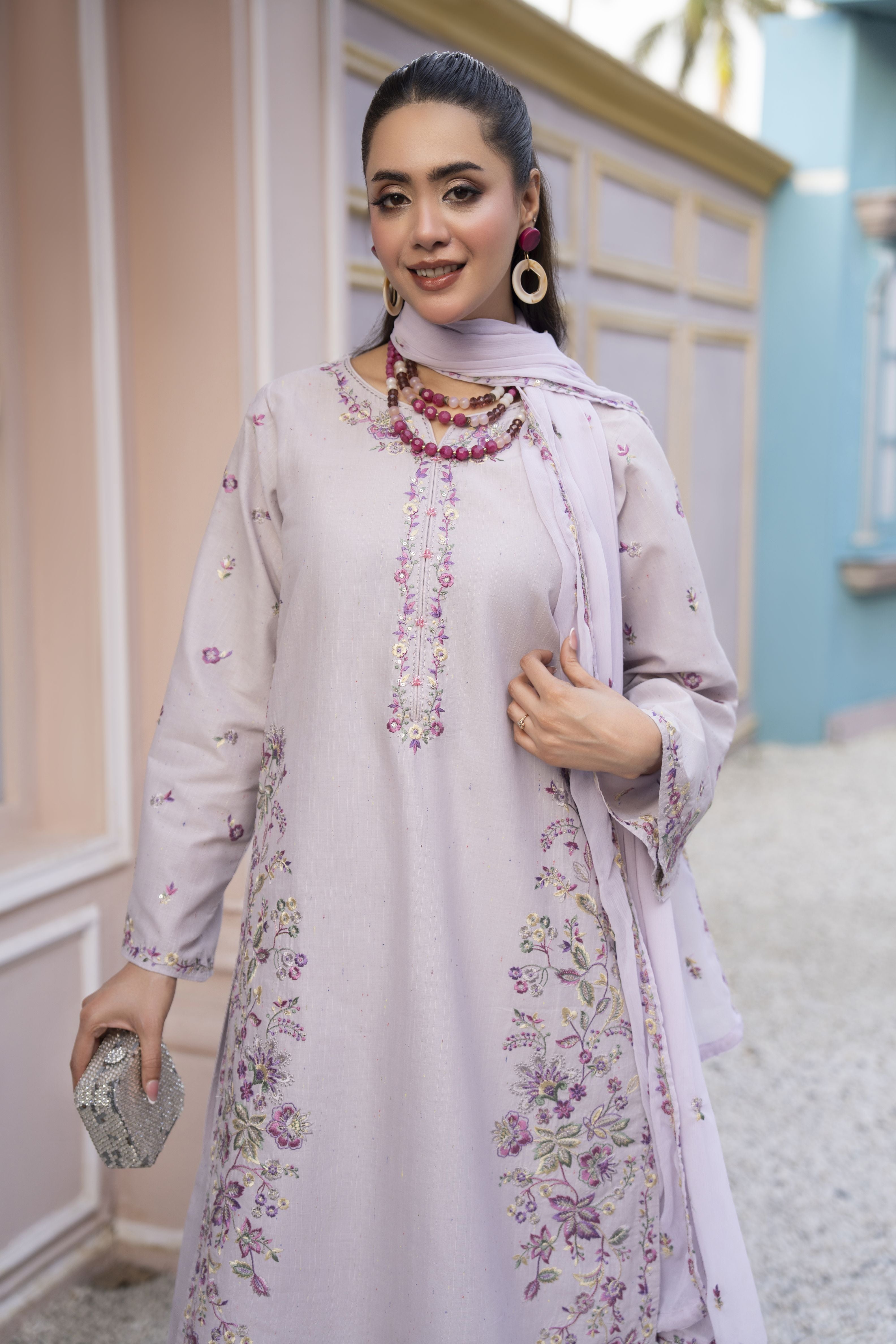 Khushi by Silver Lilac – 3pc Embroidered Cotton Ready to Wear Suit KBS7
