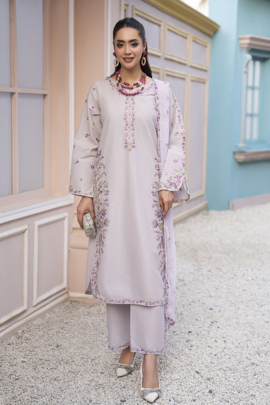 Khushi by Silver Lilac – 3pc Embroidered Cotton Ready to Wear Suit KBS7