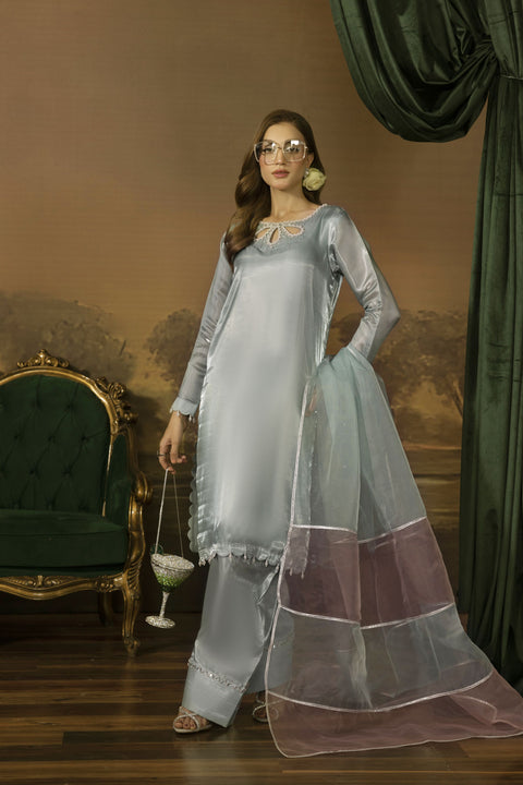 Crystal Pearl Embellished Silk Farshi Set - Farshi Bahaar by Mona FBM1