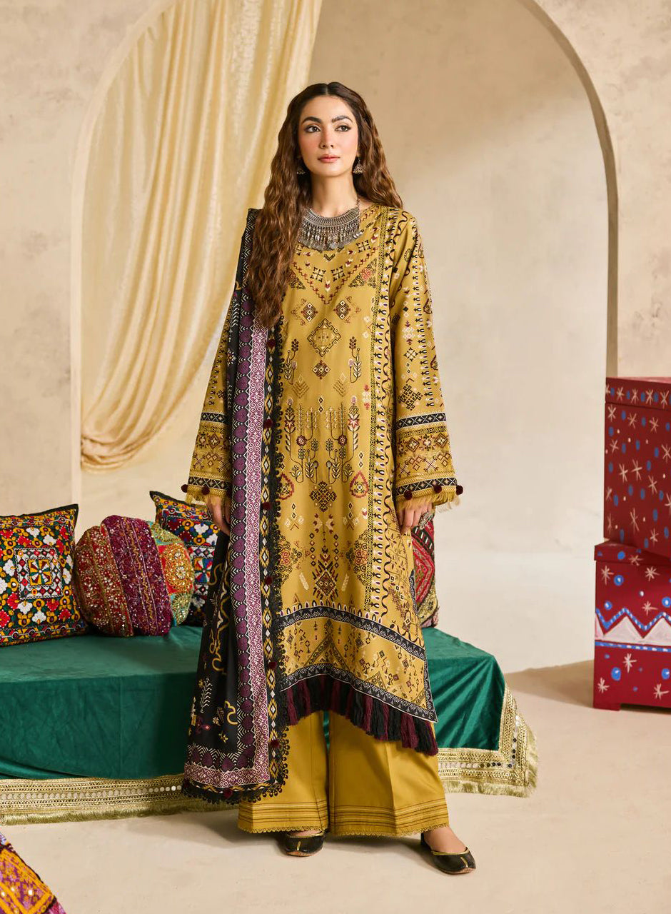 Linen by Florent – 3pc Embroidered Winter Suit with Shawl NAF10