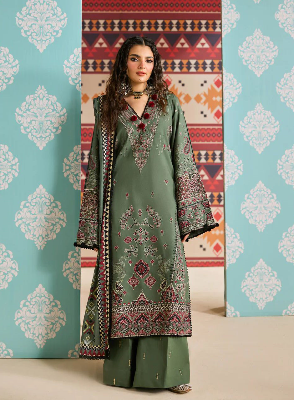 Linen by Florent – 3pc Embroidered Winter Suit with Shawl NAF7