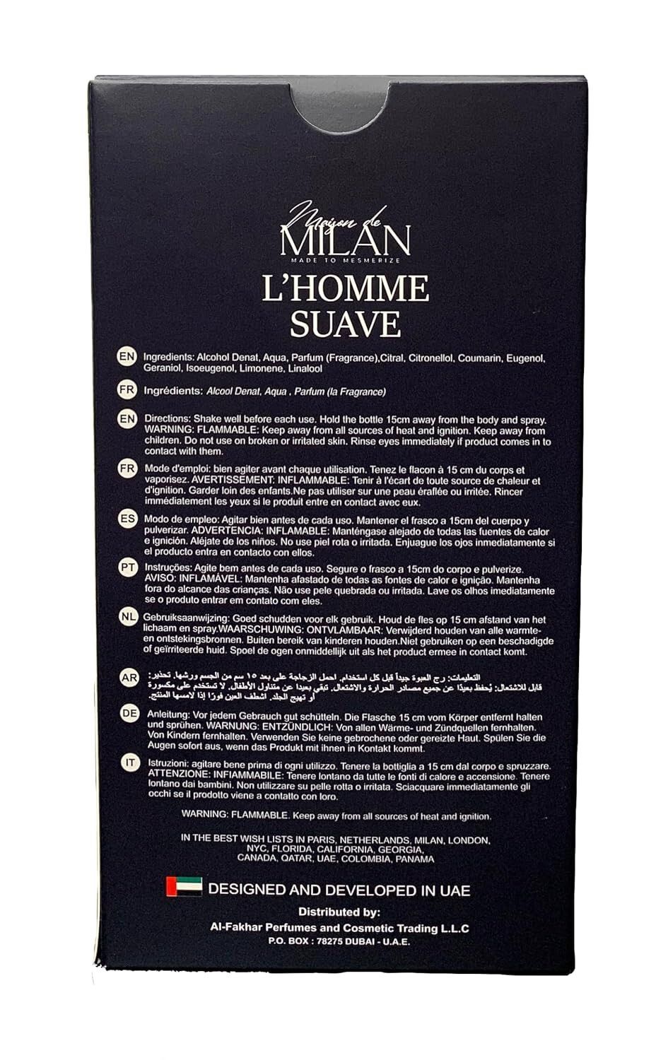 Maison De Milan L'Homme Suave Men’s 100ml Eau De Parfum