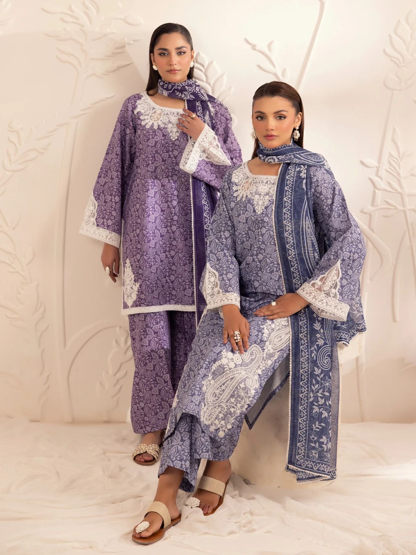 Muse07 – Purple Grace | 3pc Printed Silk Lawn Suit with Zari Monar Dupatta by Mohagni