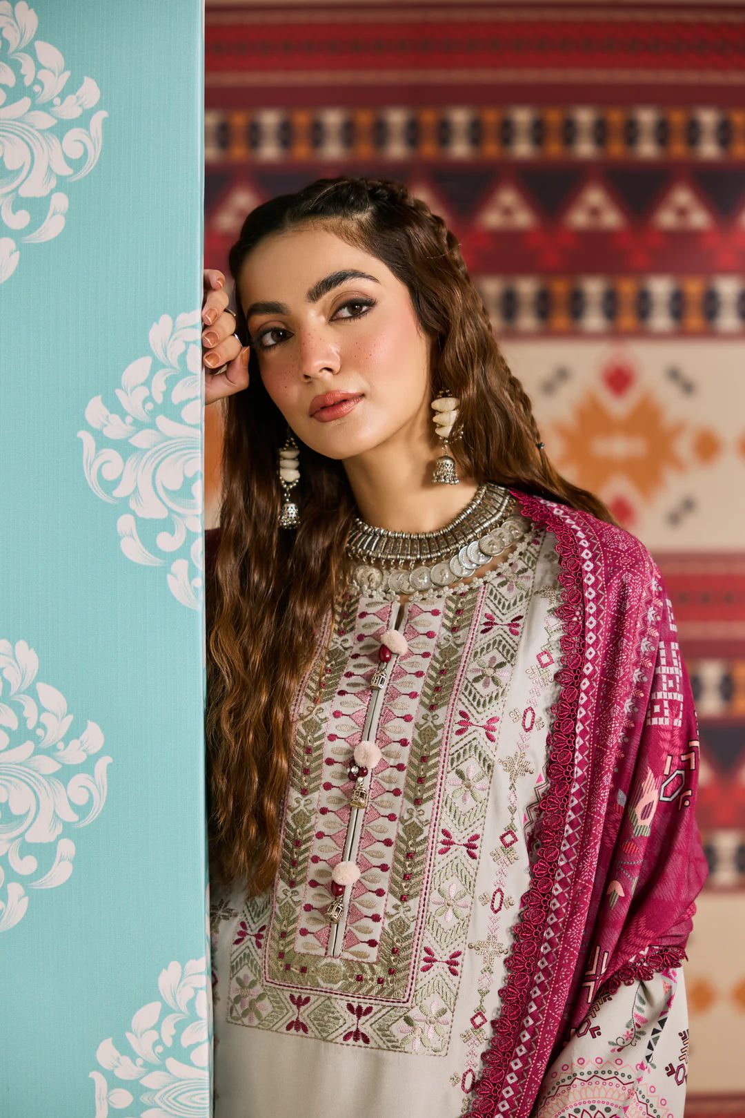 Linen by Florent – 3pc Embroidered Winter Suit with Shawl NAF6