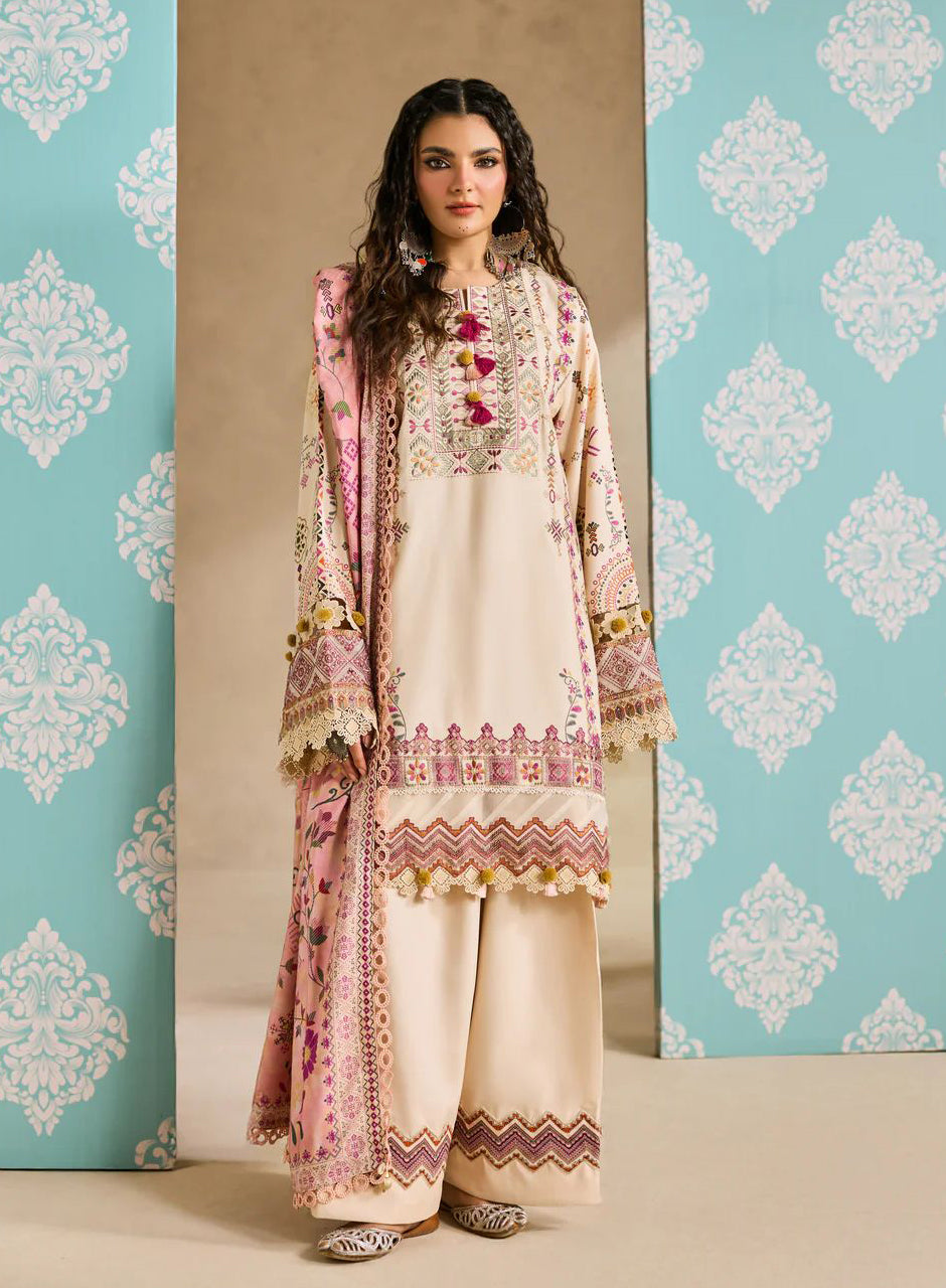 Linen by Florent – 3pc Embroidered Linen Winter Suit with Shawl NAF5