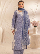 Muse08 – Blue Blossom | 3pc Embroidered Silk Lawn Suit with Zari Monar Dupatta by Mohagni