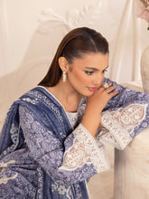 Muse08 – Blue Blossom | 3pc Embroidered Silk Lawn Suit with Zari Monar Dupatta by Mohagni