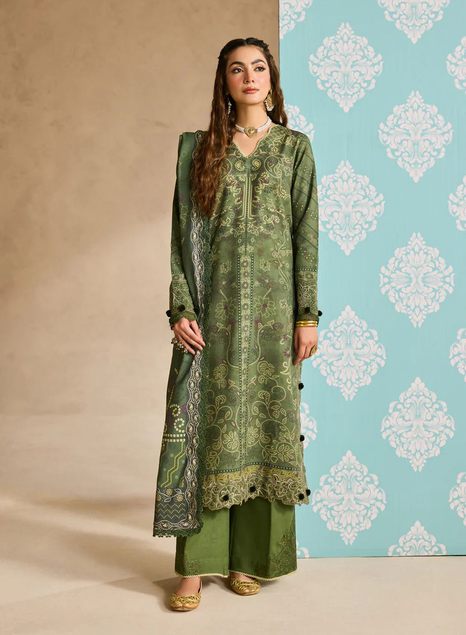 Linen by Florent – 3pc Printed Embroidered Winter Suit with Shawl NAF4