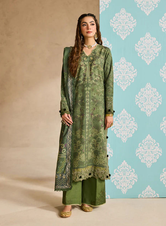 Linen by Florent – 3pc Printed Embroidered Winter Suit with Shawl NAF4