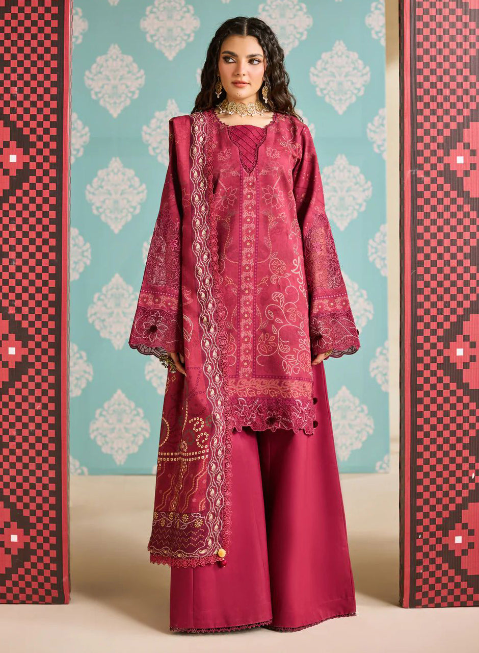 Linen by Florent – 3pc Printed Embroidered Winter Suit with Shawl NAF3