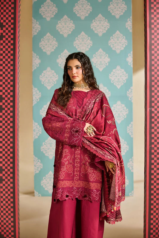 Linen by Florent – 3pc Printed Embroidered Winter Suit with Shawl NAF3