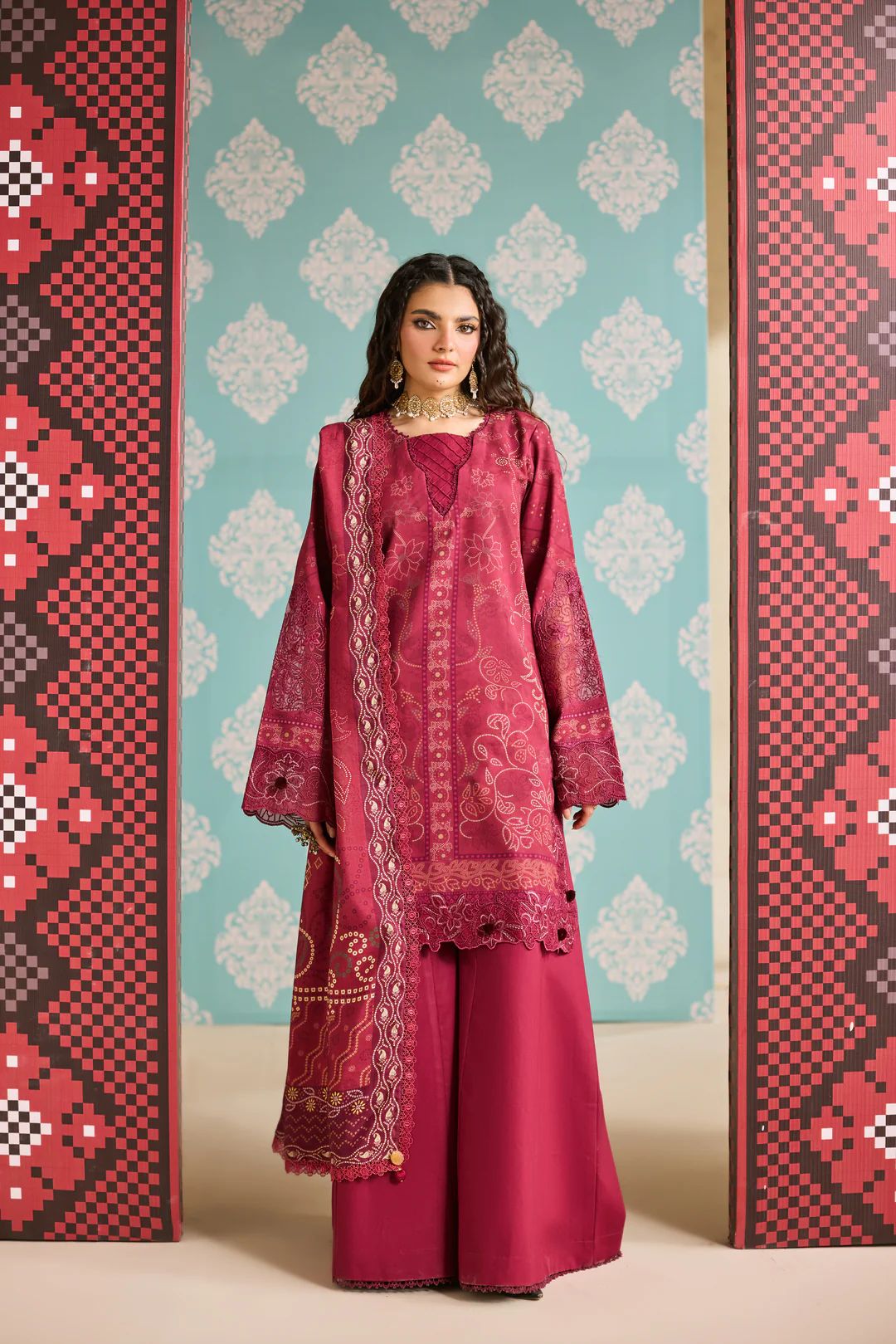 Linen by Florent – 3pc Printed Embroidered Winter Suit with Shawl NAF3