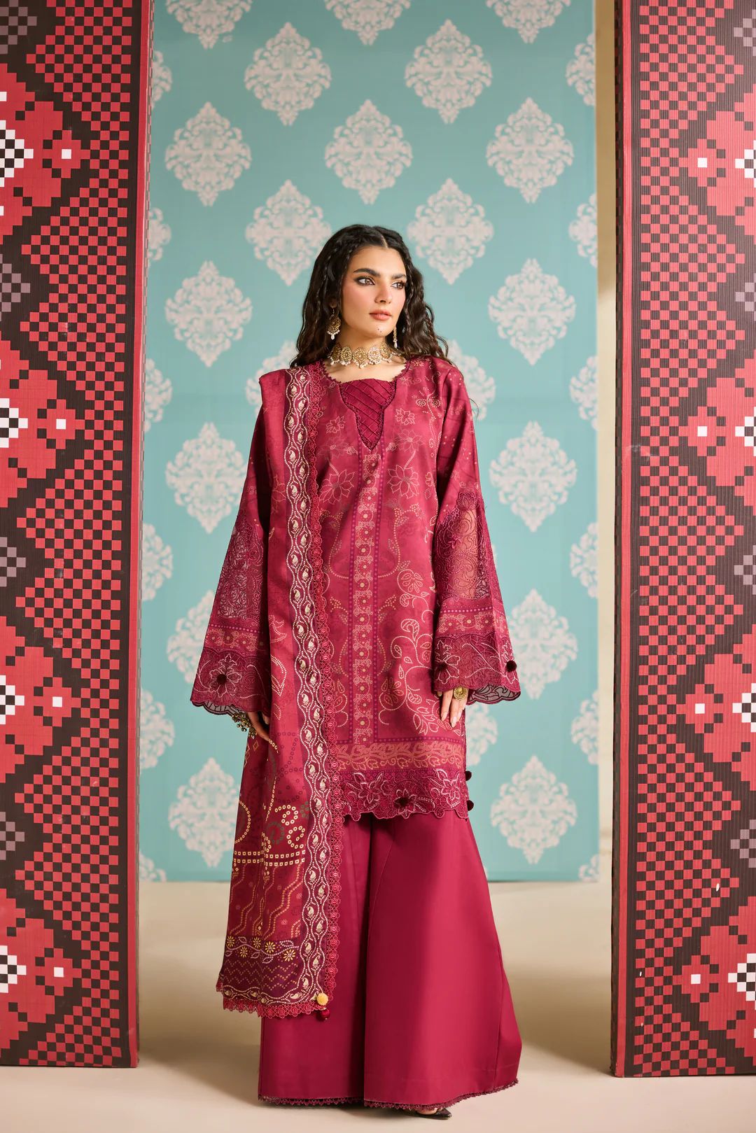 Linen by Florent – 3pc Printed Embroidered Winter Suit with Shawl NAF3