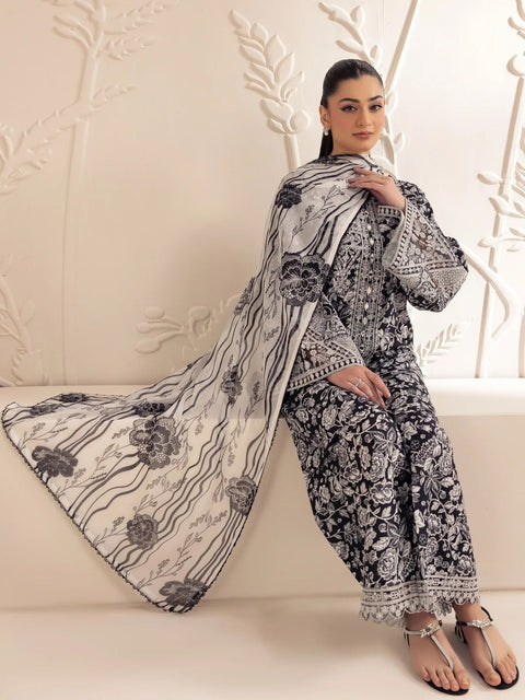 Mohagni 3pc Ready to Wear Silk Lawn Suit with Silk Dupatta LMB8