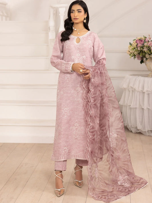 Muse09 – Rosewood Charm | 3pc Embroidered Silk Lawn Suit with Organza Dupatta by Mohagni