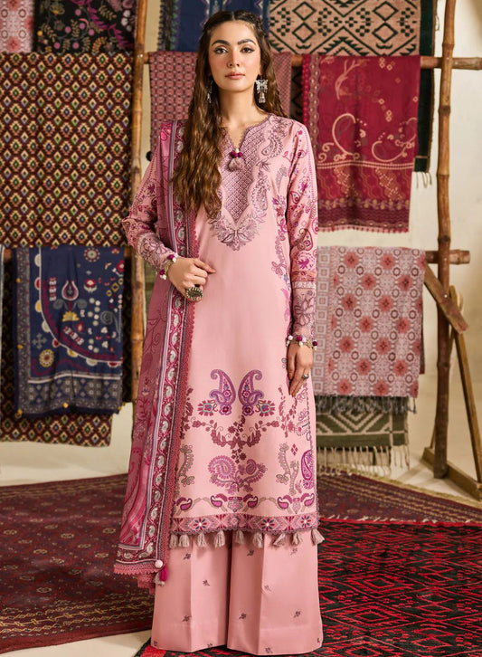 Linen by Florent – 3pc Printed & Embroidered Winter Suit with Shawl NAF2