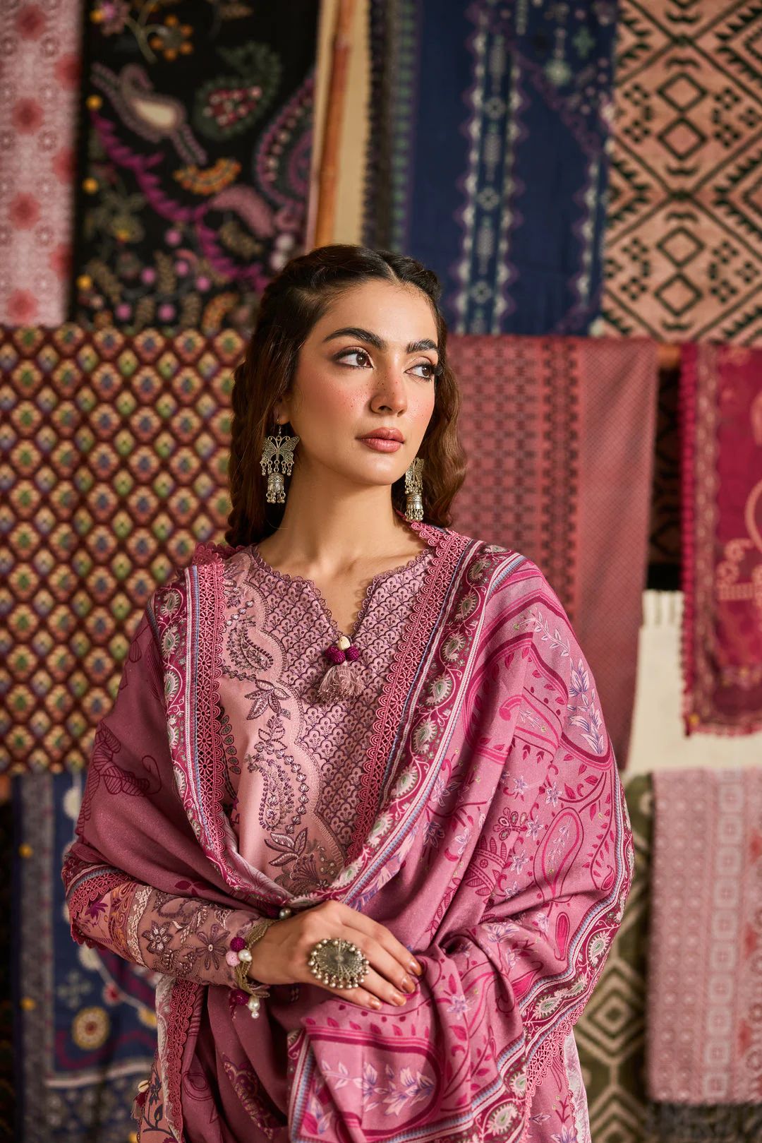 Linen by Florent – 3pc Printed & Embroidered Winter Suit with Shawl NAF2