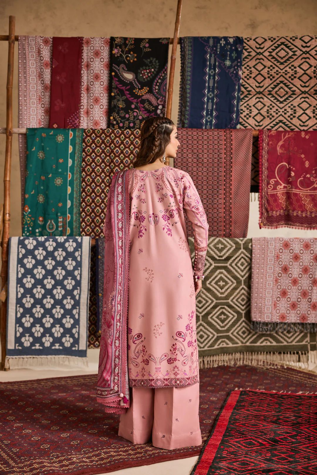 Linen by Florent – 3pc Printed & Embroidered Winter Suit with Shawl NAF2