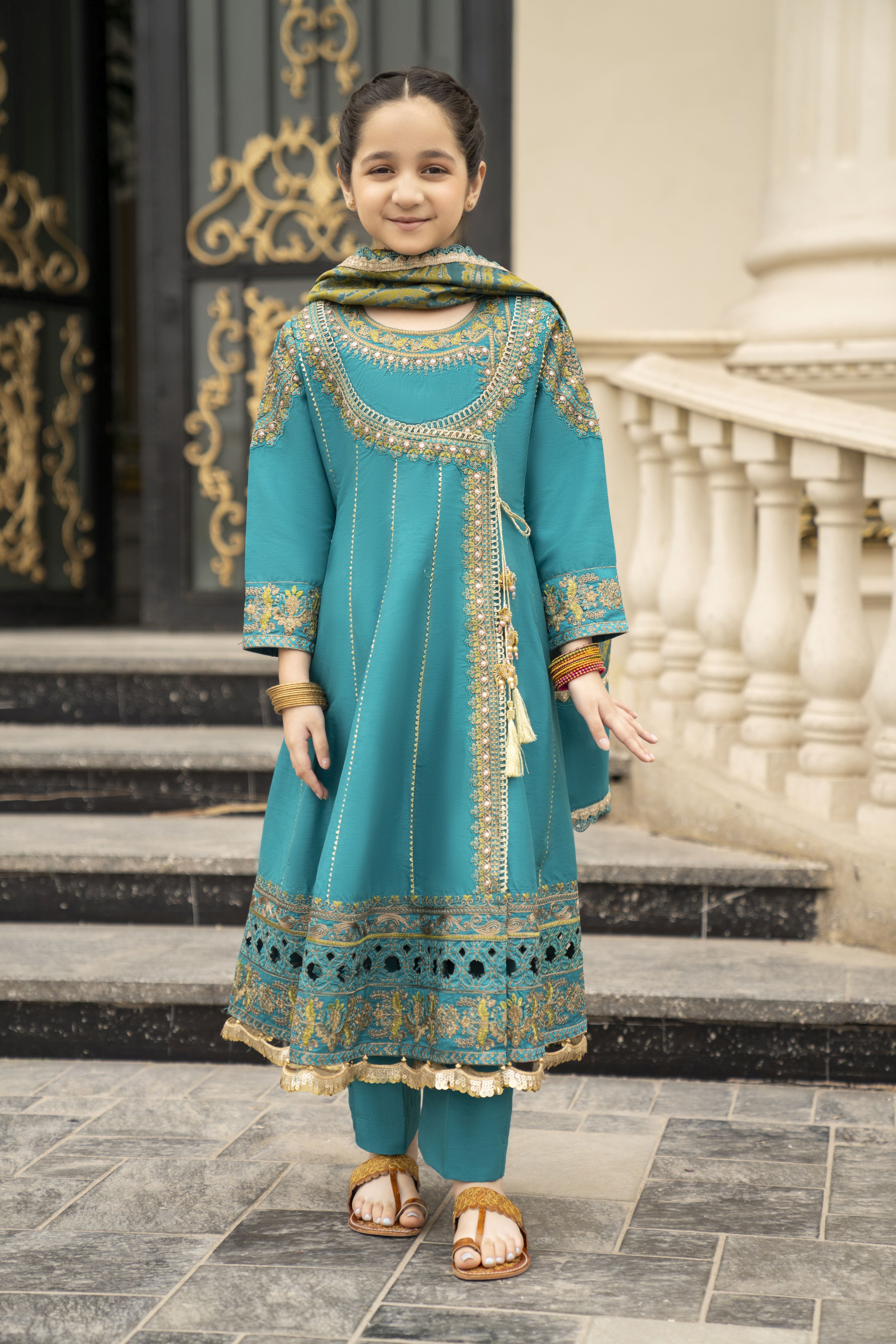 3pc Festive Girls Dress by ARWAH AG20