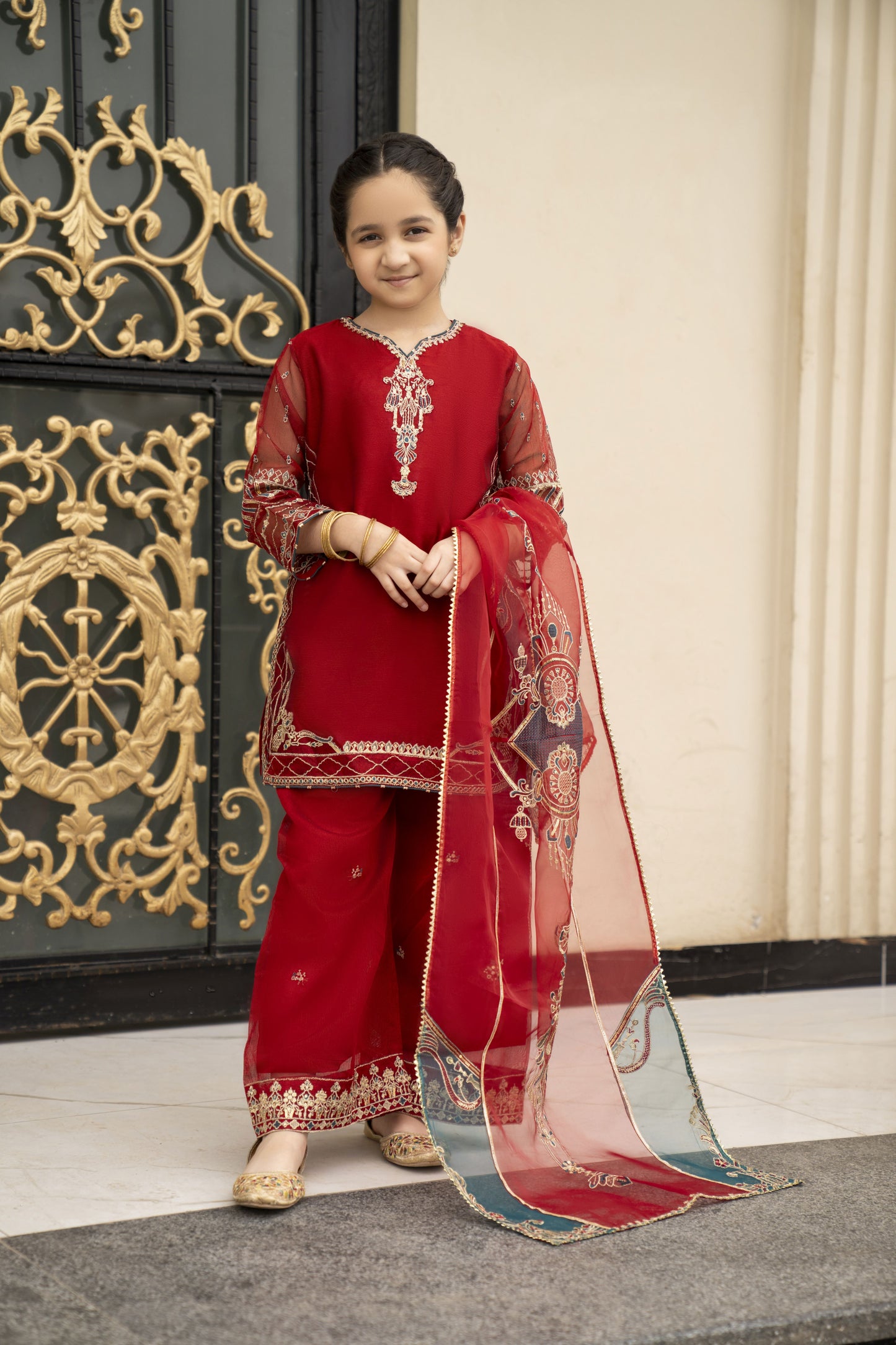 3pc Festive Girls Dress by ARWAH AG18