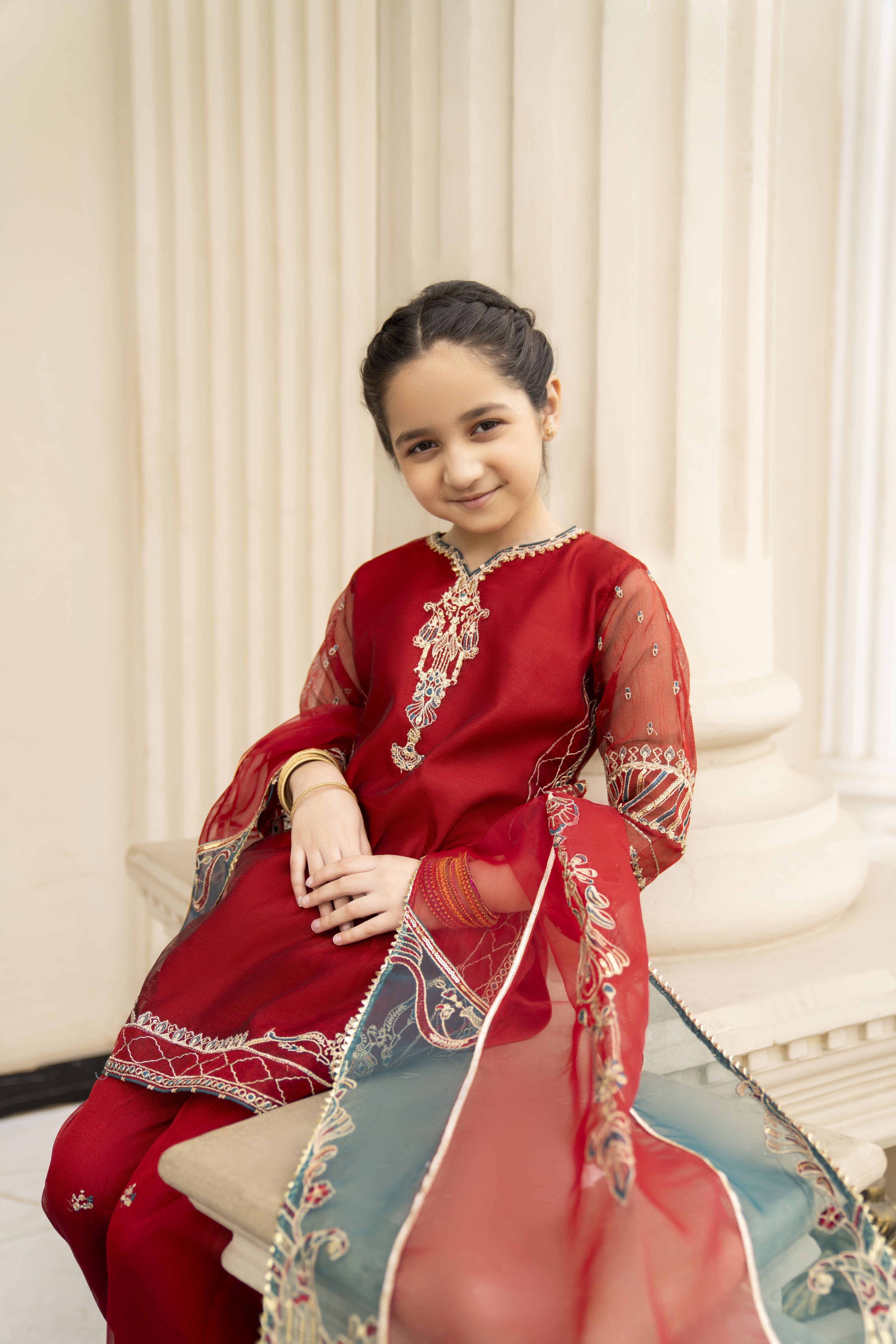 3pc Festive Girls Dress by ARWAH AG18