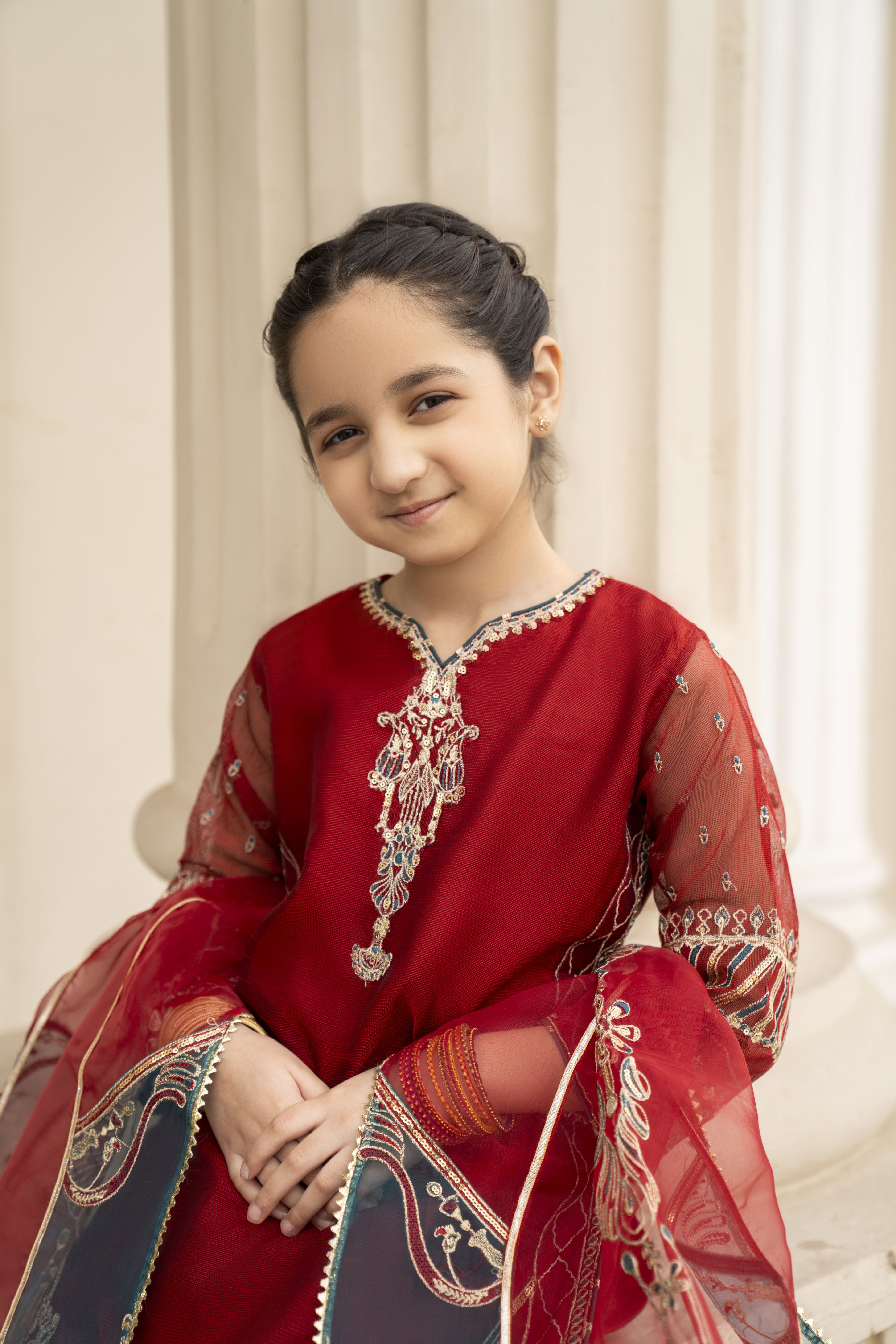 3pc Festive Girls Dress by ARWAH AG18