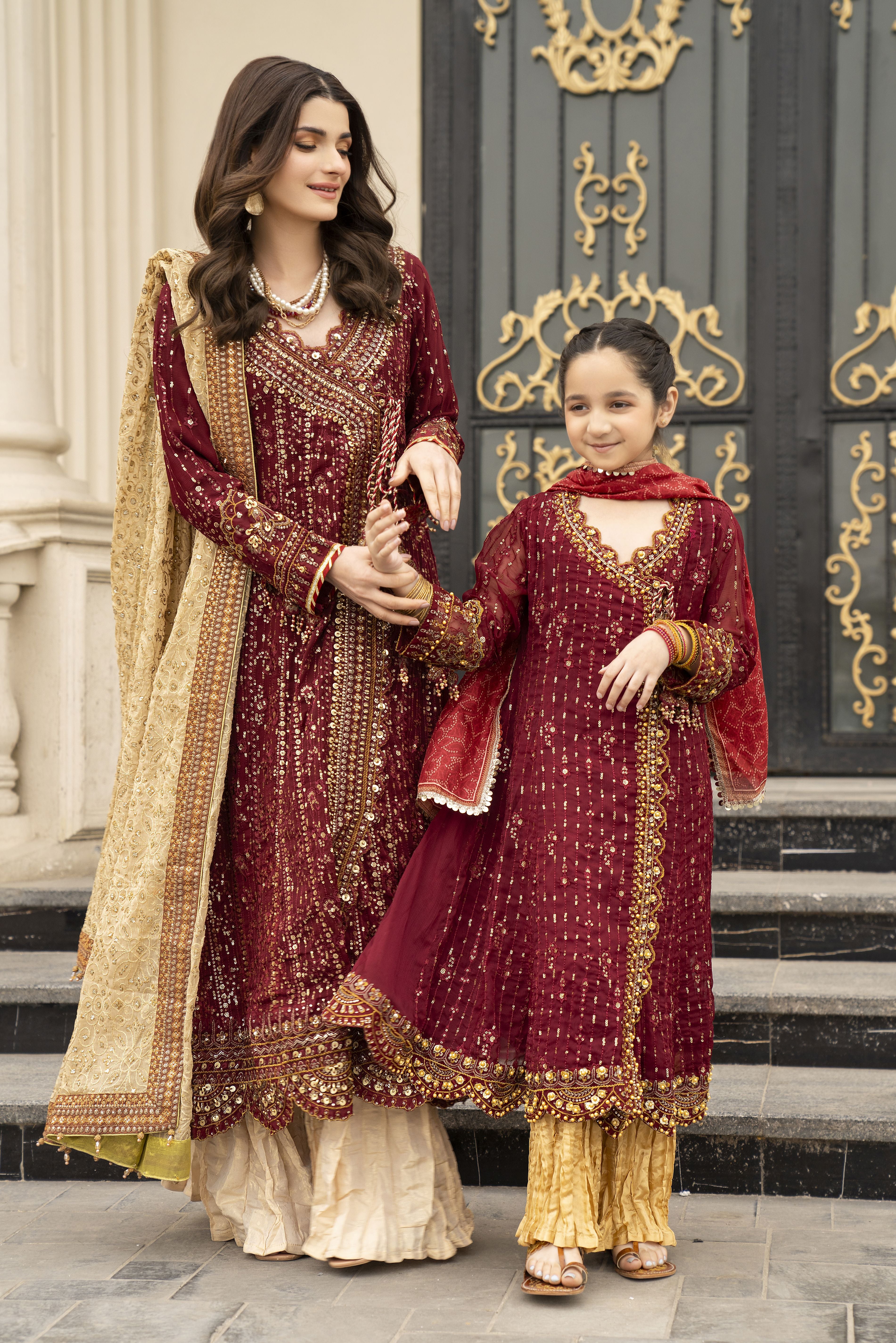 3pc Festive Girls Dress by ARWAH AG19