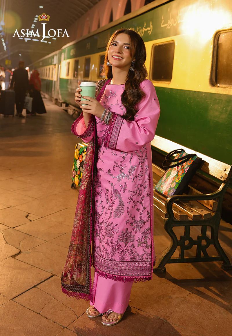 Asim Jofa 3pc PRINTED EMBROIDERED Dobby AJUBF08