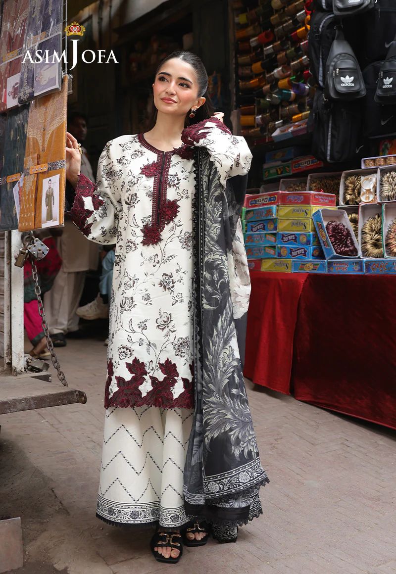 Asim Jofa 3pc PRINTED EMBROIDERED LAWN AJUBF52