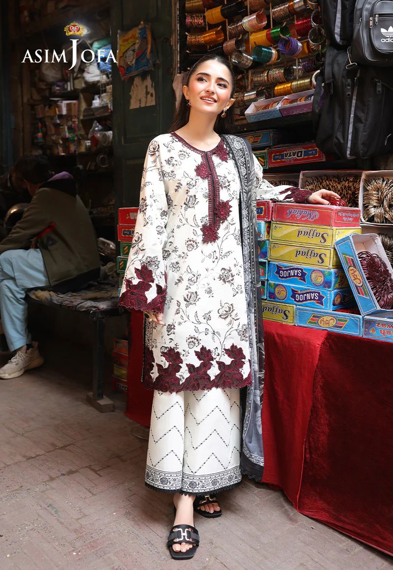 Asim Jofa 3pc PRINTED EMBROIDERED LAWN AJUBF52