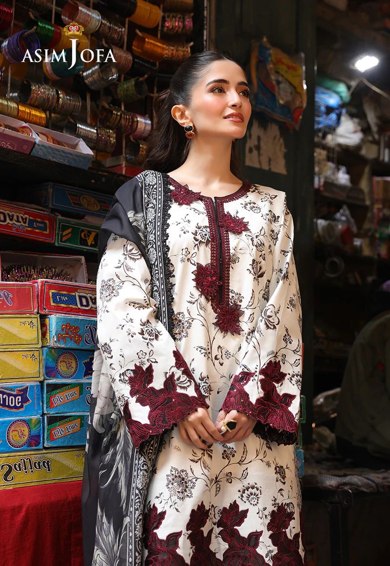 Asim Jofa 3pc PRINTED EMBROIDERED LAWN AJUBF52