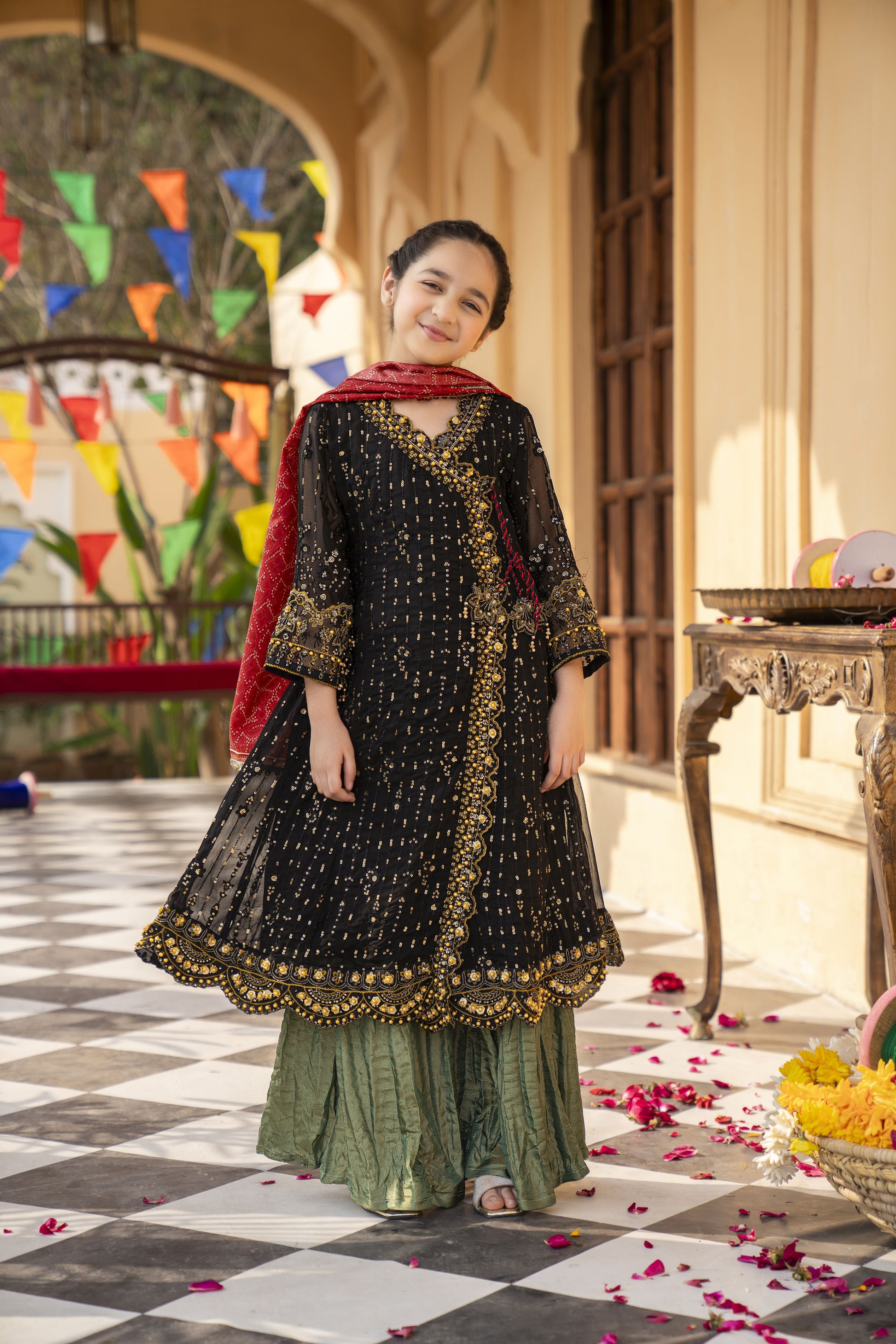 3pc Festive Girls Dress by ARWAH AG17