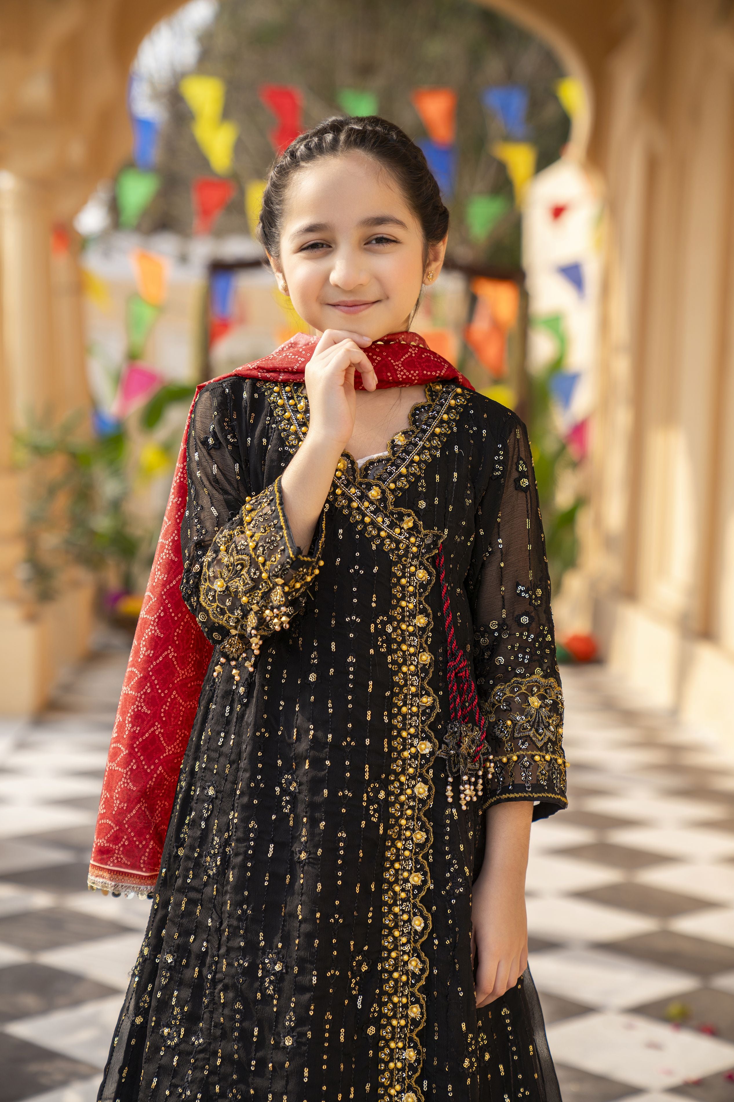 3pc Festive Girls Dress by ARWAH AG17