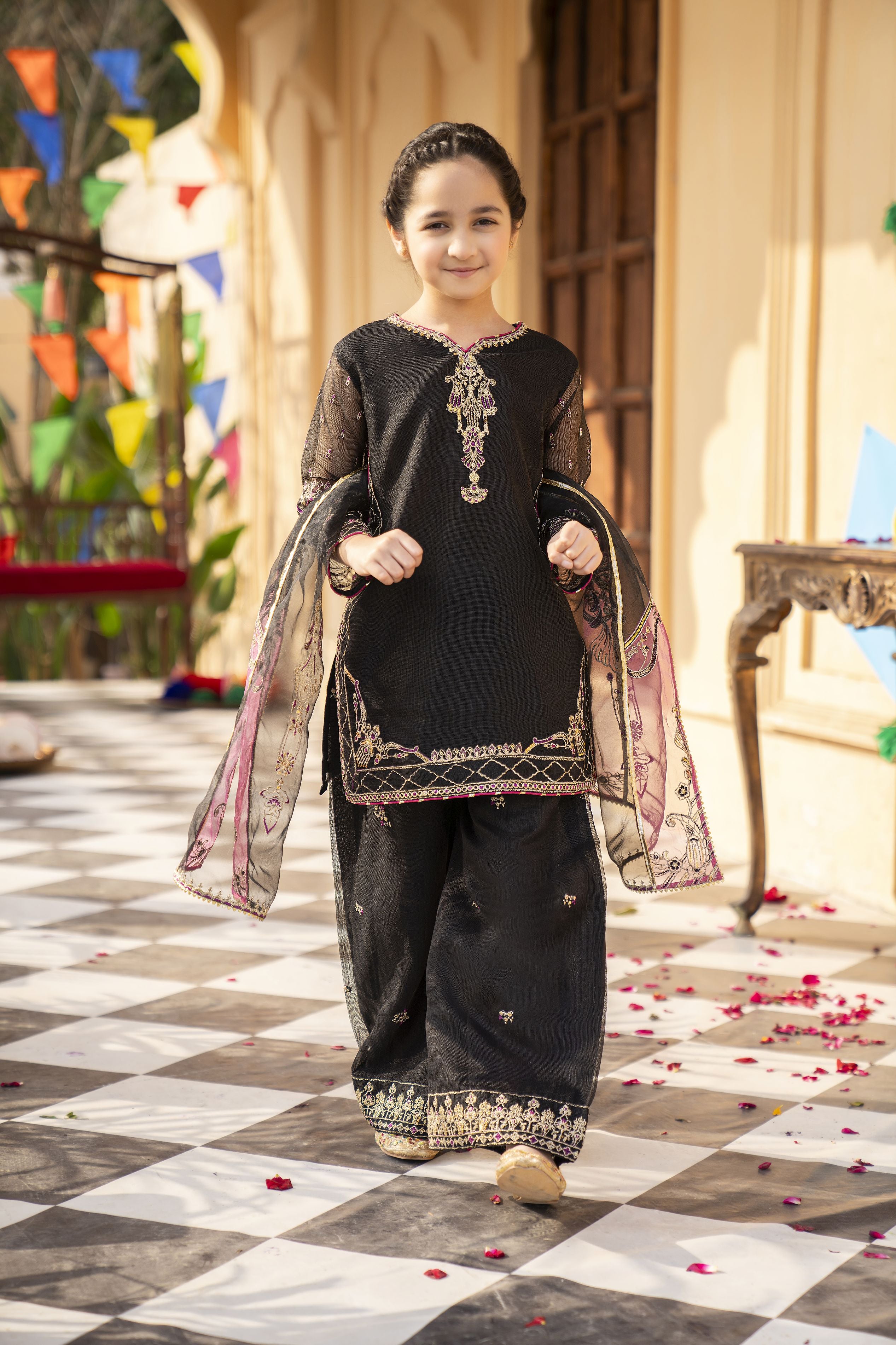 3pc Festive Girls Dress by ARWAH AG16
